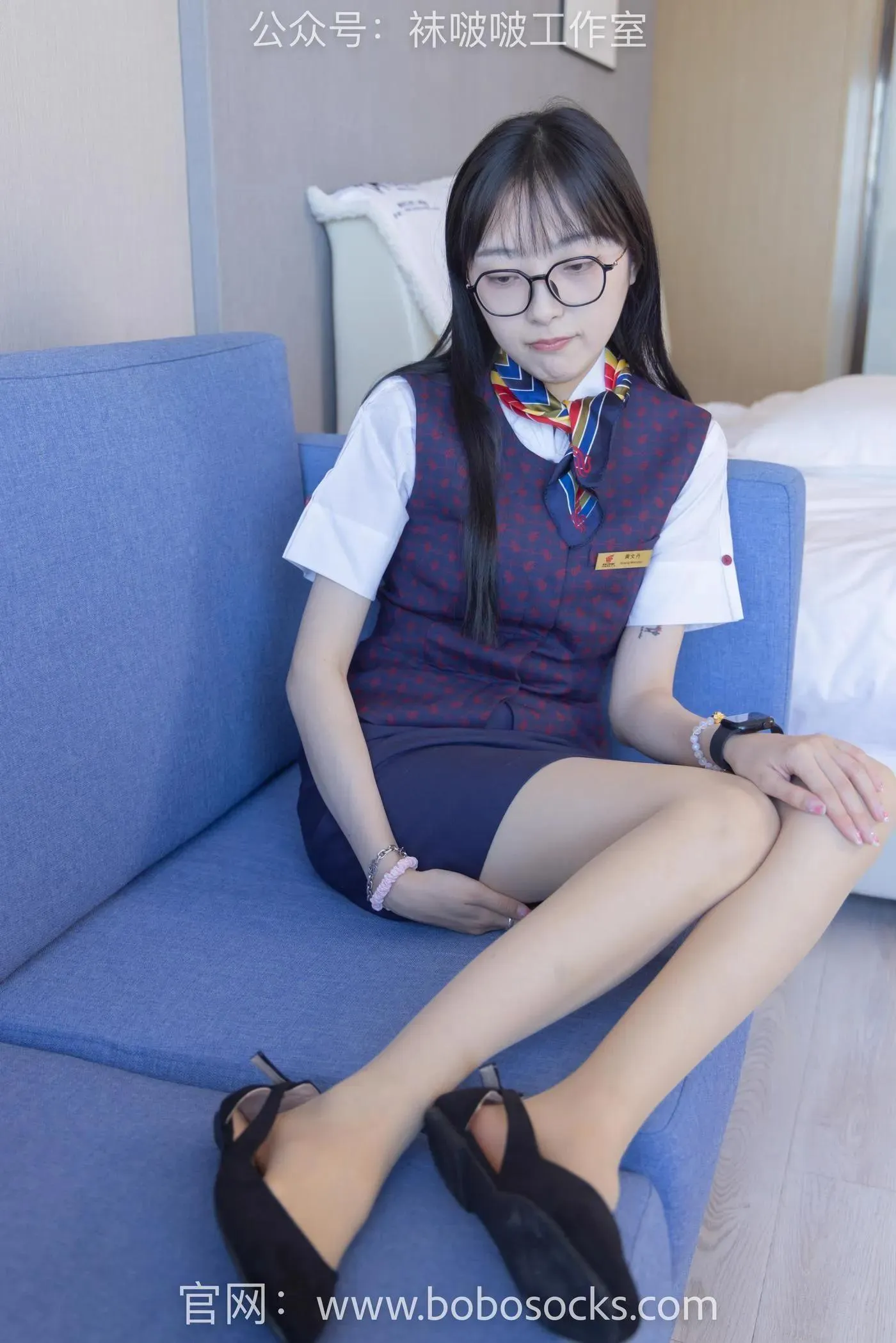 [BoBoSocks袜啵啵]NO.115 稚予-平底鞋、肉丝、空姐制服 [136P]插图5